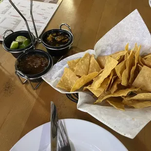 Chips with tasty dips.