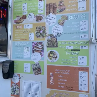 Food truck menu