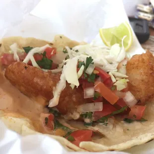 Best damn fish taco I've ever had. EVER. $2.99 Btw, the tortillas are handmade. Not too thick. Just perfect.