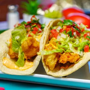 Fish Tacos w/ chipotle sauce