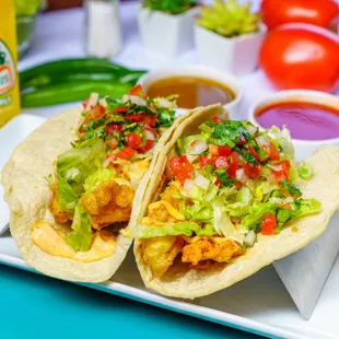 Fish Tacos w/ chipotle sauce