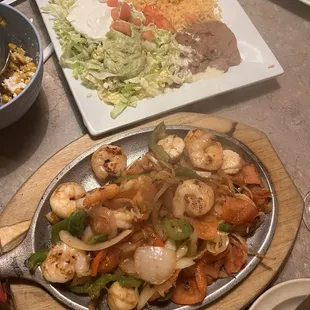 Shrimp and scallop fajitas. Yum'