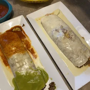 Burrito Bandera &amp; Burrito Texano (right)