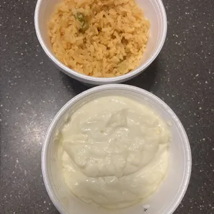 Rice and our side of the &quot;beans&quot; aka mayonnaise