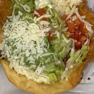 Steak taco salad.