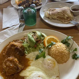 Carnitas rancheros, pancakes, and BYO omelet from their new brunch menu.  Delicious!