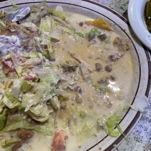 Nachos. Watered down. Wish I could add a video to show the soupy-ness of these nasty nachos