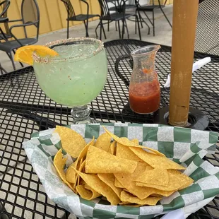 Chips, salsa and a margarita