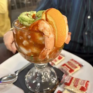 He always gets shrimp cocktail with octopus and it's pretty tasty