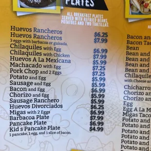 breakfast menu