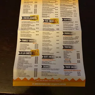 Menu back