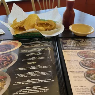 Menu &amp; warm chips