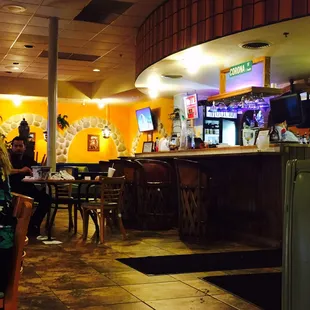 They have a bar with a TV.