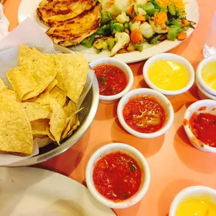 All the Americanized Mexican fixins you can handle! Plus one of their chicken dinner options in the background. Yum!