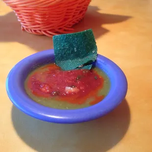 Mix all three salsas for nice spicy flavor