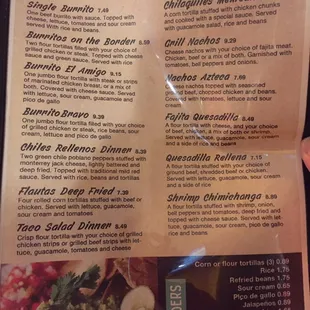 Large menu or choices