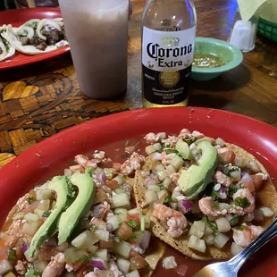 Tostadas de Ceviche de Shrimp