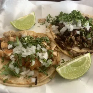 Chicken and carne Asada taco