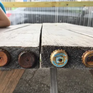 Three benches outside the truck