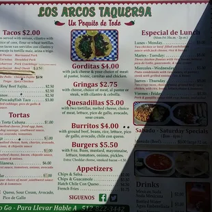 menu