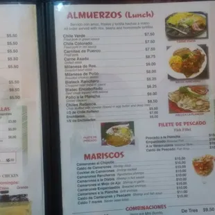 Lunch/Almuerzos Menu