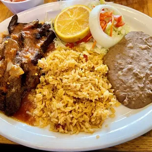 Steak Ranchero w/rice and beans