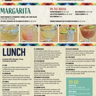 the menu of the restaurant