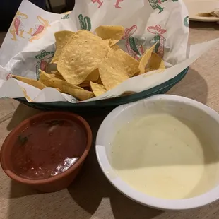 Chips, salsa, queso