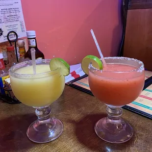 Passion fruit and strawberry margaritas