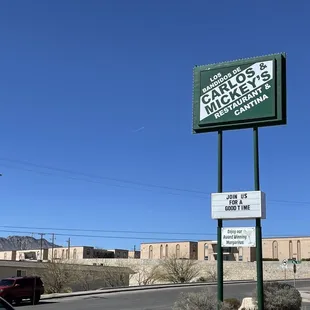 a sign for the restaurant