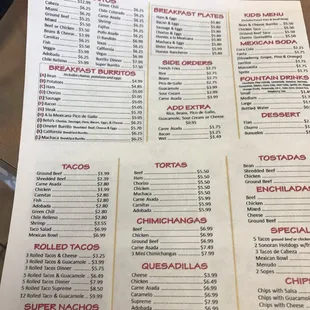 the menu