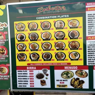 a menu for a mexican restaurant