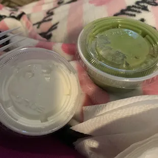 They give you a side of guacamole and sour cream.