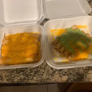 two plastic containers with food in them
