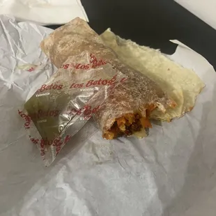 Chorizo burrito sub beans for eggs