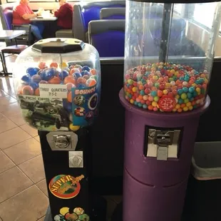 Gum-ball and toy machines.
