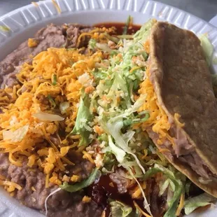 Bean Taco and Enchilada with double beans.