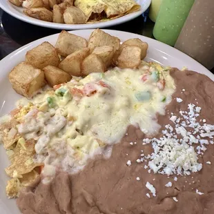 Migas Plate &amp; Chorizo Omelette.