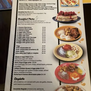 Breakfast menu
