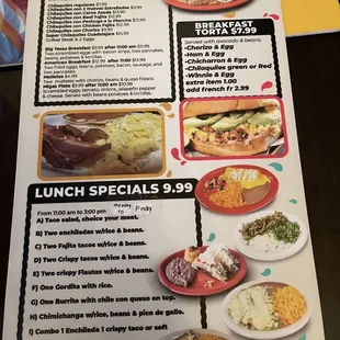 Breakfast menu