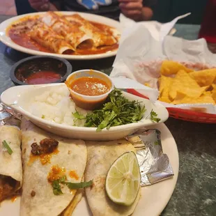 Carne Asada tacos n beef burritos.