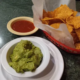 Guacamole with chips and salsa