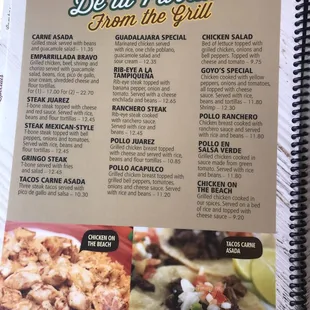 menu, nachos