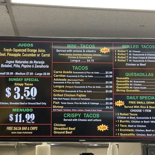 menu
