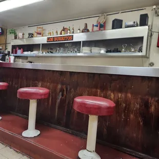luncheonette style counter with stools - old school.