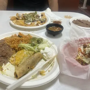 Taquito-Enchiladas Plate Combo and nachos