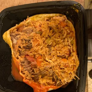 a close up of a pizza