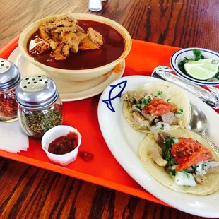 Menudo ? good, needs spice.  Carnitas taco? Worst I've ever had