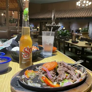 Beef fajitas , and sol. So good!
