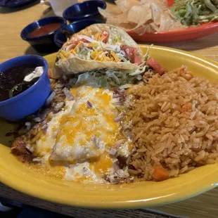 Guadalajara Platter 3/21/24 $15.99. Chicken taco &amp; enchilada, 2 cheese enchiladas, rice and black beans. Amazing flavor! 10/10